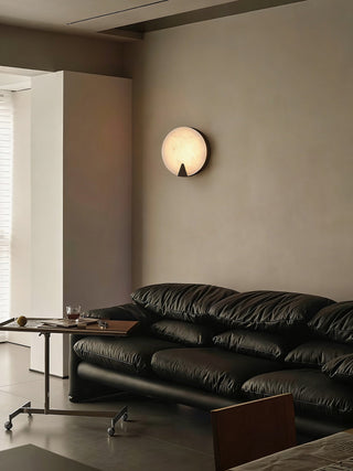 Solaris Halo Alabaster Wall Light-Neutral Decor