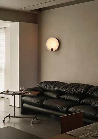 Solaris Halo Alabaster Wall Light-Neutral Decor