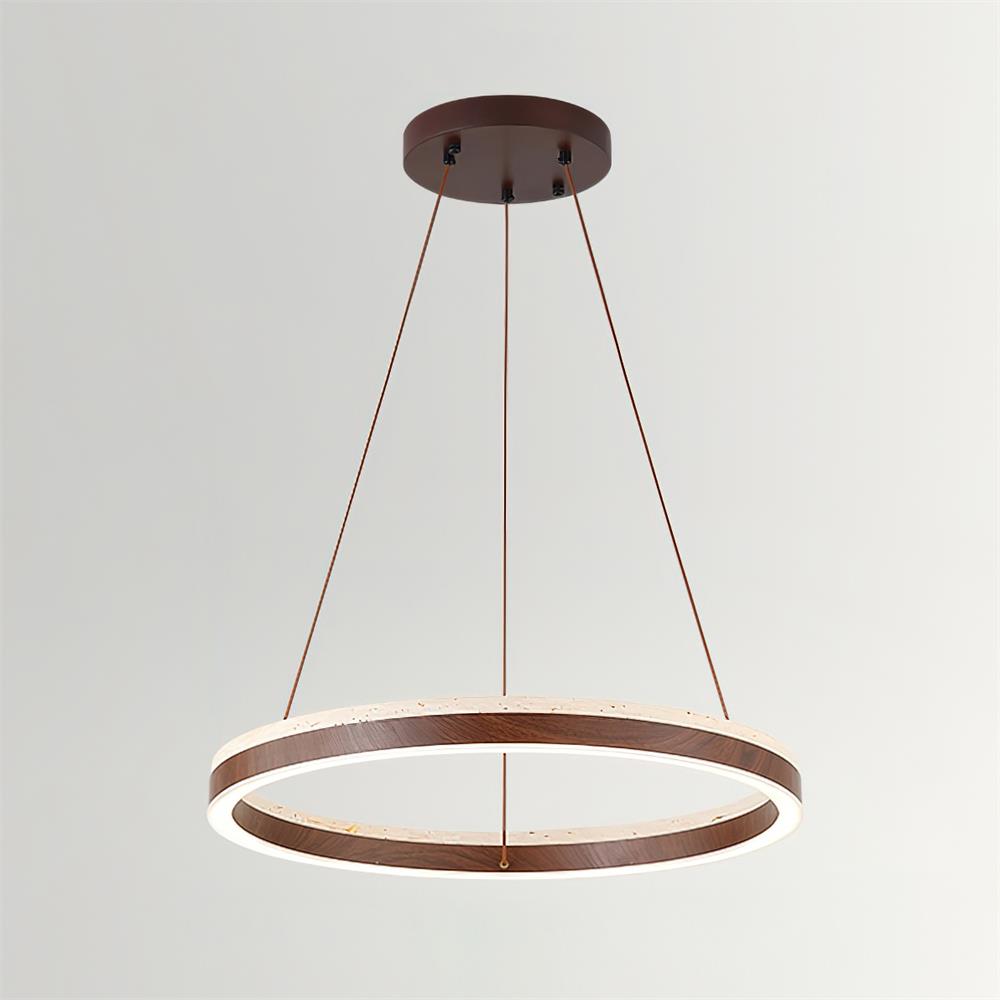 Loren Chandelier Travertine Geometry Ring-Neutral Decor