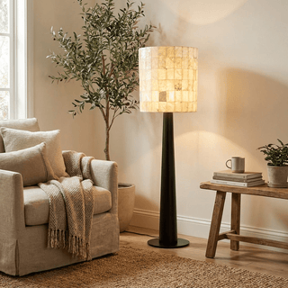 Solavera Alabaster Mosaic Floor Lamp-Neutral Decor