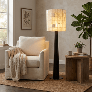 Solavera Alabaster Mosaic Floor Lamp-Neutral Decor
