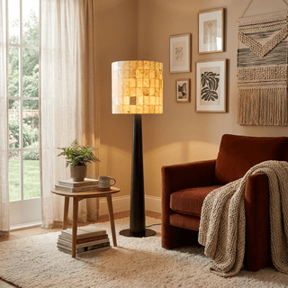 Solavera Alabaster Mosaic Floor Lamp-Neutral Decor