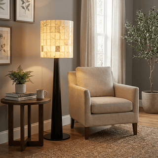 Solavera Alabaster Mosaic Floor Lamp-Neutral Decor
