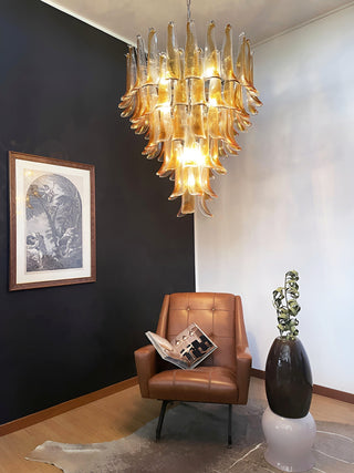 Aurora Lustre Ambre Verre Pétales Superposé Luxe