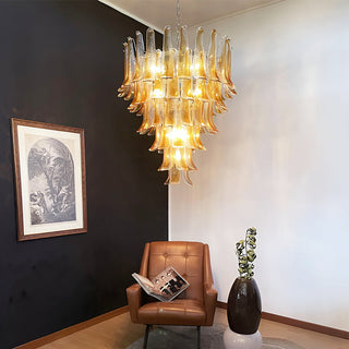 Aurora Lustre Ambre Verre Pétales Superposé Luxe