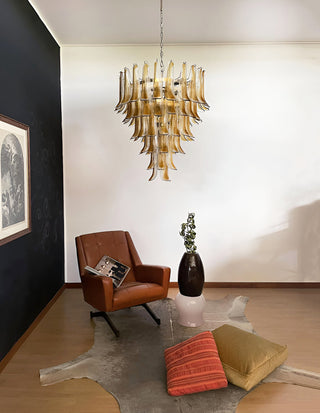 Aurora Lustre Ambre Verre Pétales Superposé Luxe