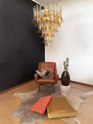 Aurora Lustre Ambre Verre Pétales Superposé Luxe