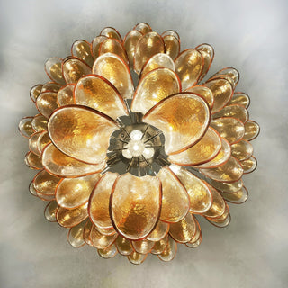 Aurora Lustre Ambre Verre Pétales Superposé Luxe