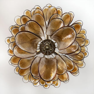 Aurora Lustre Ambre Verre Pétales Superposé Luxe