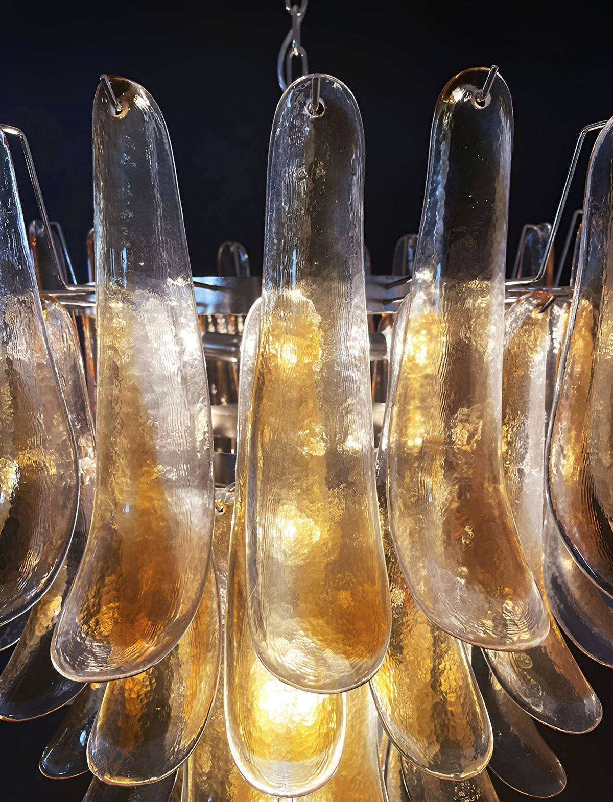 Soliana Lustre Ambre Verre Pétales Superposé Luxe
