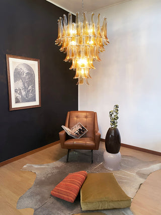 Aurora Lustre Ambre Verre Pétales Superposé Luxe