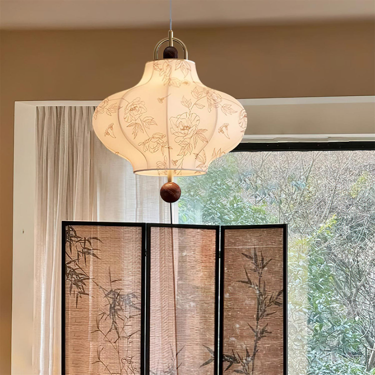 Calira Fabric Pendant Lamp-Neutral Decor