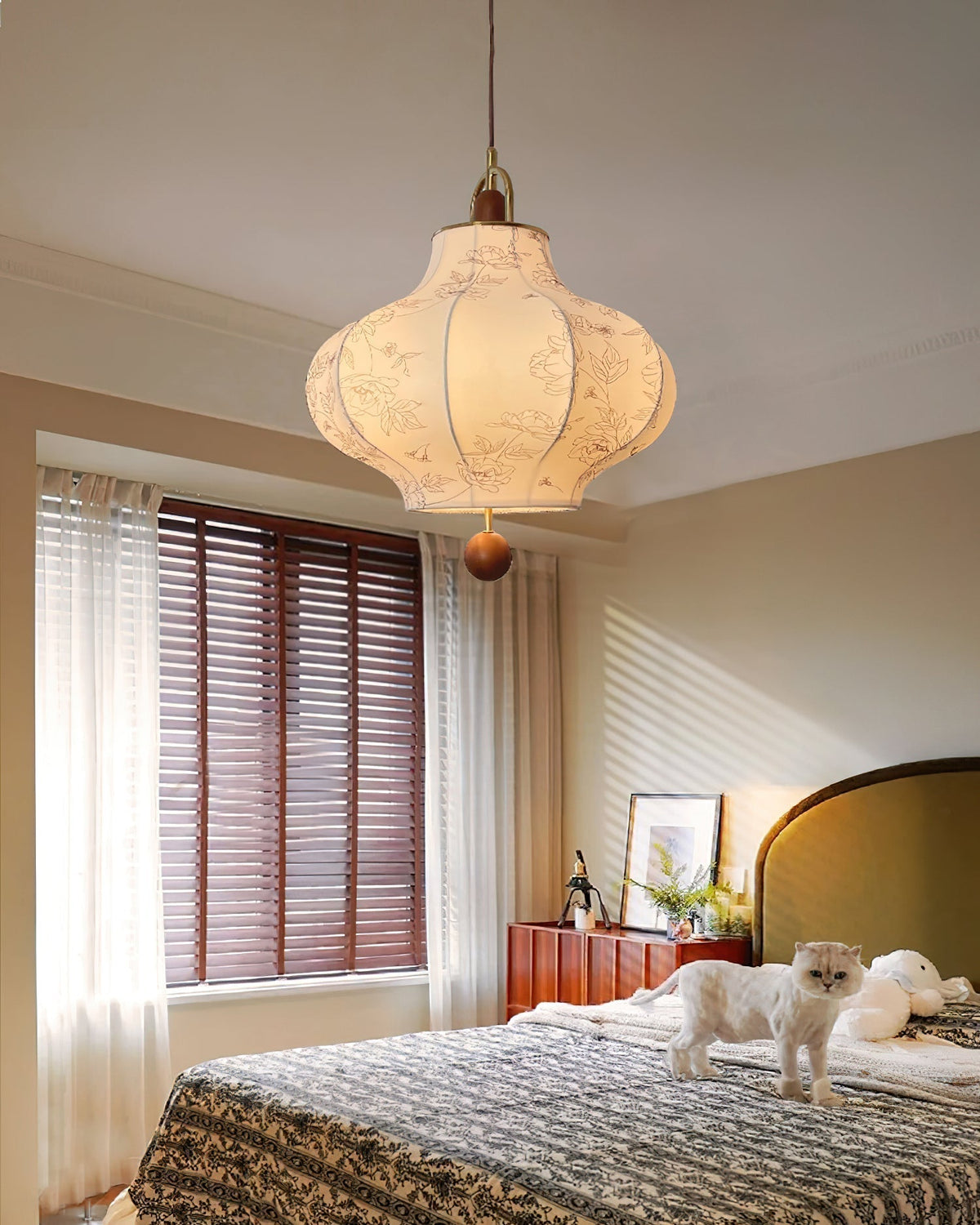 Calira Fabric Pendant Lamp-Neutral Decor