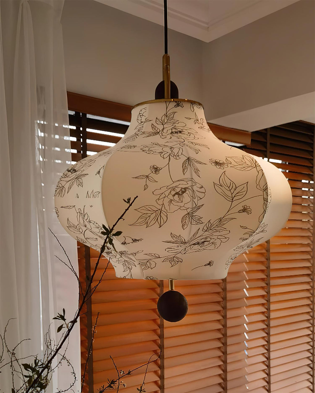 Calira Fabric Pendant Lamp-Neutral Decor
