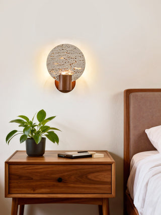 Solis Travertine Round Wall Light-Neutral Decor