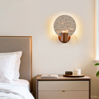 Solis Travertine Round Wall Light-Neutral Decor