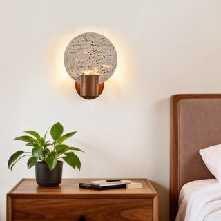 Solis Travertine Round Wall Light-Neutral Decor