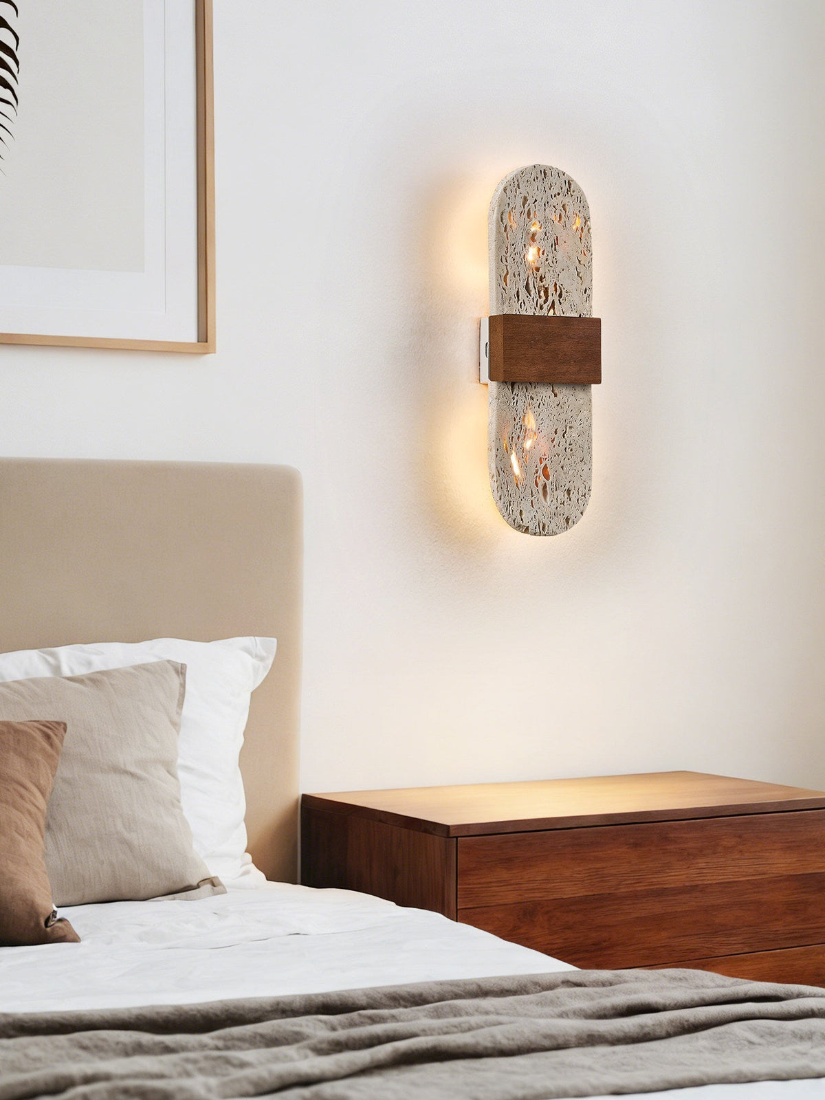 Solis Travertine Wall Light-Neutral Decor
