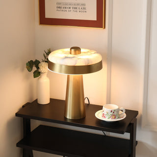 Solis Alabaster Disc Table Lamp-Neutral Decor