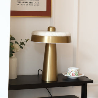 Solis Alabaster Disc Table Lamp-Neutral Decor