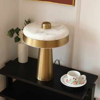 Solis Alabaster Disc Table Lamp-Neutral Decor