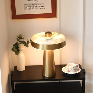 Solis Alabaster Disc Table Lamp-Neutral Decor