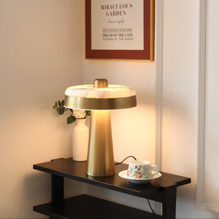 Solis Alabaster Disc Table Lamp-Neutral Decor