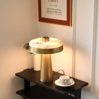 Solis Alabaster Disc Table Lamp-Neutral Decor
