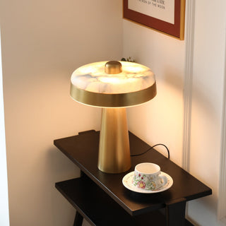 Solis Alabaster Disc Table Lamp-Neutral Decor