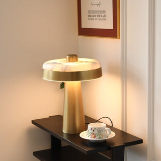 Solis Alabaster Disc Table Lamp-Neutral Decor
