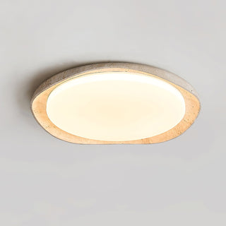 Adoros Plafonnier Circulaire Bordé en Travertin-Luire