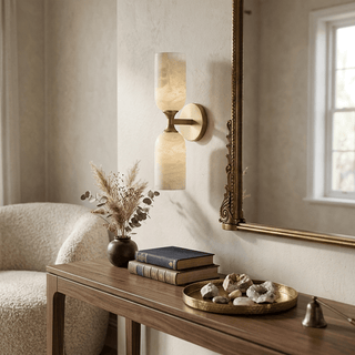 Solmira Twin Alabaster Wall Sconce-Neutral Decor