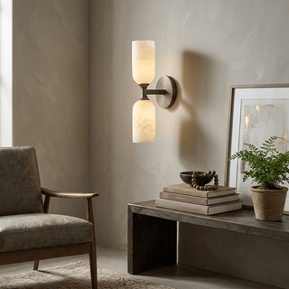 Solmira Twin Alabaster Wall Sconce-Neutral Decor