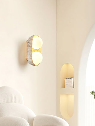 Trio Applique Murale Globe en Travertin
