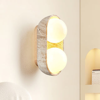 Trio Applique Murale Globe en Travertin