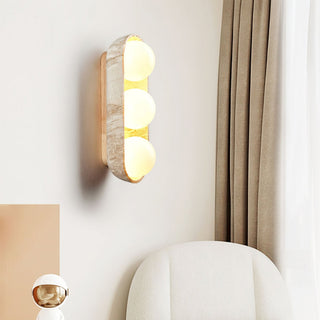 Trio Applique Murale Globe en Travertin