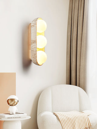 Trio Applique Murale Globe en Travertin