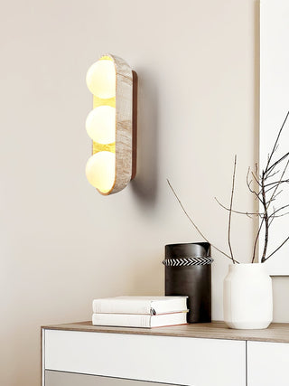 Trio Applique Murale Globe en Travertin