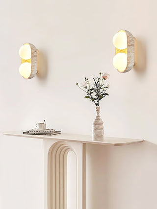Trio Applique Murale Globe en Travertin