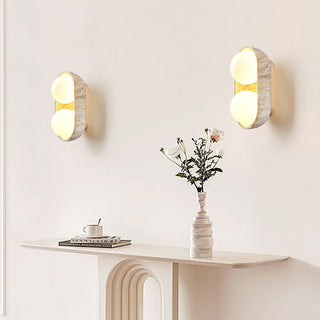 Trio Applique Murale Globe en Travertin