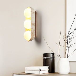 Trio Applique Murale Globe en Travertin