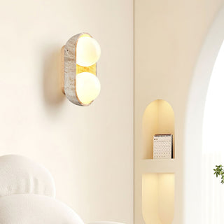 Trio Applique Murale Globe en Travertin