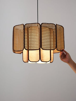 Cane Lampe Suspendue Vintage en Tissu