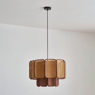 Cane Lampe Suspendue Vintage en Tissu