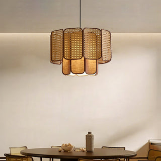 Cane Lampe Suspendue Vintage en Tissu
