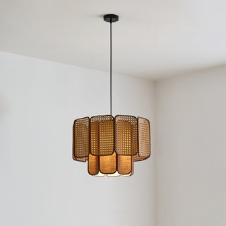 Cane Lampe Suspendue Vintage en Tissu