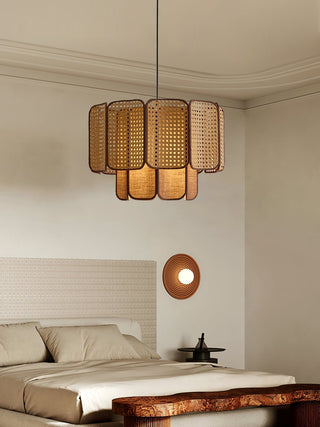 Cane Lampe Suspendue Vintage en Tissu