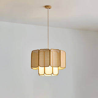 Cane Lampe Suspendue Vintage en Tissu