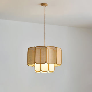 Cane Lampe Suspendue Vintage en Tissu