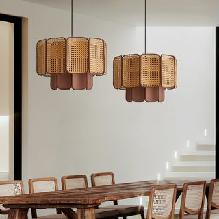 Cane Lampe Suspendue Vintage en Tissu